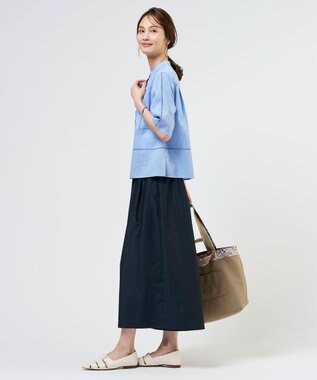 J.PRESS LADIES L エアリースパンボイル ガウチョ パンツ ネイビー系