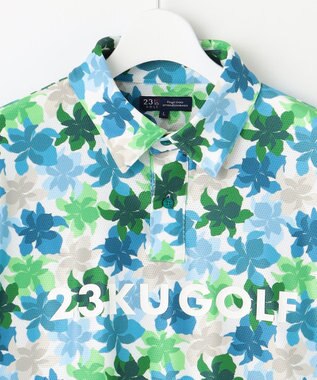 23区GOLF 【MEN】【キングサイズ/UVカット】草花柄プリントポロシャツ パイングリーン系5
