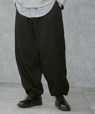 WEGO 【ウエストゴム/ユニセックス着用ITEM】サイドスリットコンバットパンツ ブラック