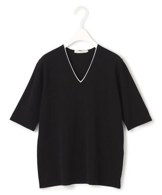 ICB 【洗える】シンセティックハイゲージ 半袖ニット ブラック系