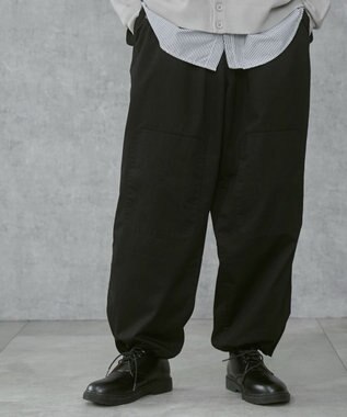 WEGO 【ウエストゴム/ユニセックス着用ITEM】サイドスリットコンバットパンツ ブラック