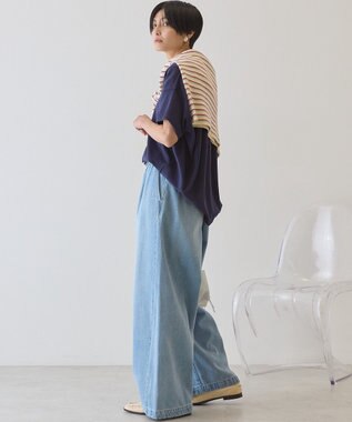 AMERICAN HOLIC 半袖コクーンカットプルオーバー Navy