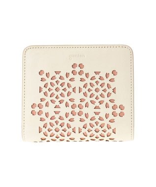 genten フラッターカットワーク 二つ折り財布 オフホワイト