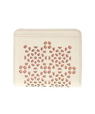 genten フラッターカットワーク 二つ折り財布 オフホワイト