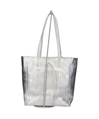 INTER-CHAUSSURES 【ANDREA CARDONE】メタリックレザーミディアムトートバッグ シルバー