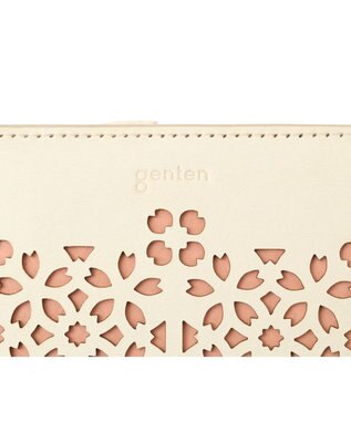 genten フラッターカットワーク 二つ折り財布 オフホワイト