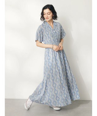 CRAFT STANDARD BOUTIQUE インド綿オープンカラーワンピース Blue