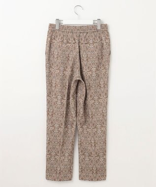 自由区 L 【洗える】ダマスクフローラルプリントテーパード パンツ モカ