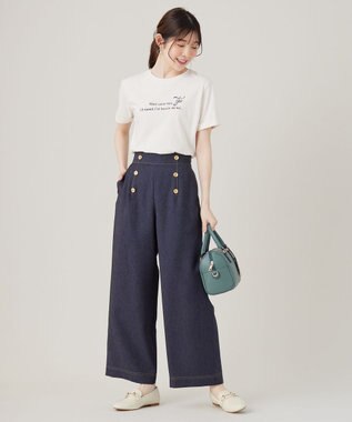 ANY SIS L ロゴ刺繍 Tシャツ アイボリー