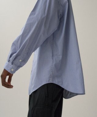 ATON GIZA BROAD | ウォッシュドシャツ - UNISEX NAVY STRIPE