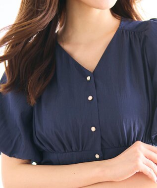 Feroux バルーンスリーブ ワンピース ネイビー系