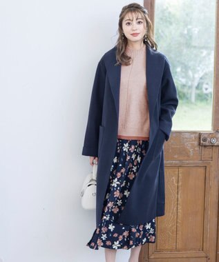 Tiaclasse L 【洗える】もっちり素材が肌触り抜群の配色ニットトップス ライトピンク×ピンク