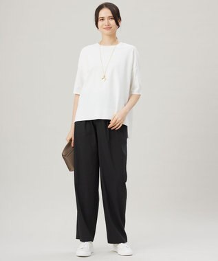 自由区 L 【接触冷感・UVカット・WEB限定カラーあり】クレープストレッチプルオーバー ニット オフホワイト