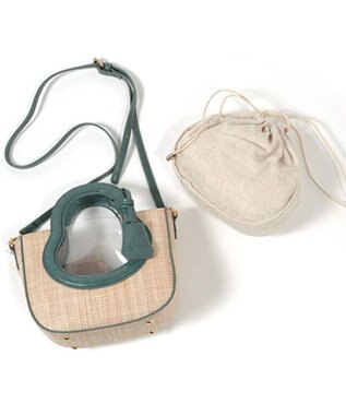 UNBILLION cachecache ポリプロピレンヒート×ビニール丸型2wayトートバッグ グリーン