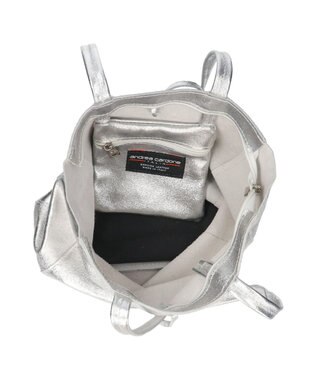 INTER-CHAUSSURES 【ANDREA CARDONE】メタリックレザーミディアムトートバッグ シルバー