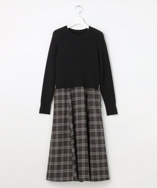 ANY SIS S ドッキングニット ワンピース ブラック