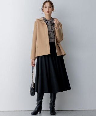 組曲 2WAYショートビーバー フーテッドコート ベージュ系