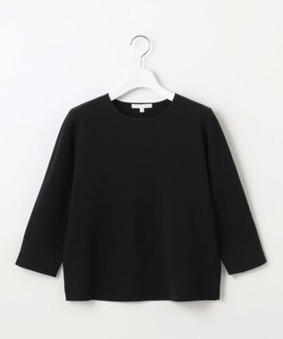 自由区 L 【アンサンブル対応・洗える】レーヨンストレッチ7分袖 ニット ブラック