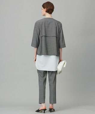 ICB L 【UVカット・洗える】ウール2WAYストレッチ ノーカラーブルゾン 無地柄系