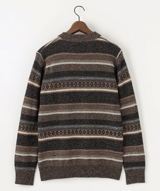 JOSEPH ABBOUD 【インポート素材/軽量】ベビーアルパカ ジャカード セーター ダークブラウン系7