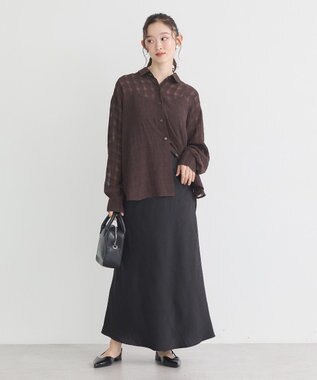 earth music&ecology ストレッチサテンスカート Black