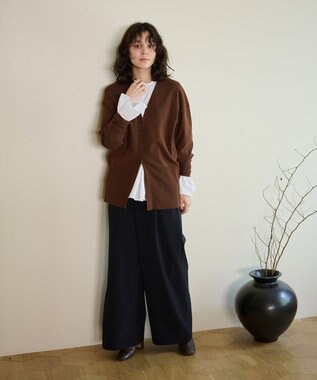 #Newans 【洗える】ファインボタンＶネックカーディガン ブラウン