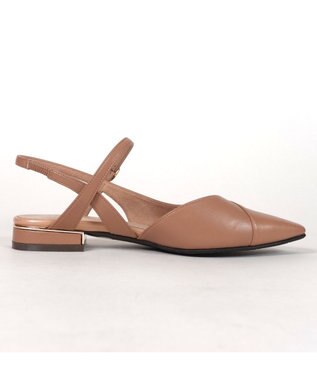 Dominic3 シープレザー Vカット バックストラップパンプス ダークベージュ