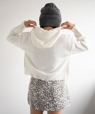 WEGO バタフライWジップシャギーパーカー ホワイト