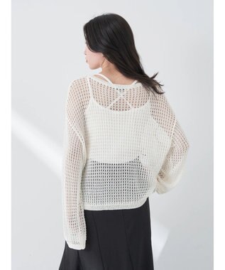 earth music&ecology レーシーニットプルオーバー Ivory