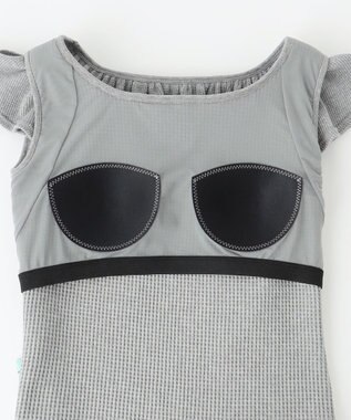 組曲 L 【組曲×setsuko sagittaire】カップ付きフリルTシャツ ライトグレー系