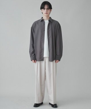 WEGO 【ユニセックス着用ITEM/SMLサイズ展開/冷房対策/紫外線対策】シアーBIGシャツ ダークグレー