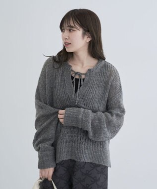 Green Parks ２Ｗａｙ起毛メッシュニットプルオーバー Gray