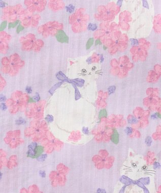 ANY KIDS 3WAY ロング丈 浴衣 セット ラベンダー×白ネコ