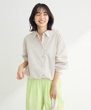 Green Parks イージーケア裾ドロストシャツ Gray