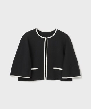 GRACE CONTINENTAL バイカラースリットニットカーディガン ブラック