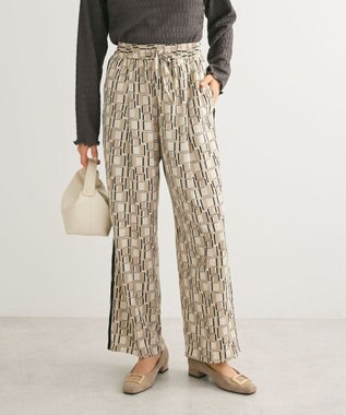 Green Parks アソート柄サイドラインパンツ Beige