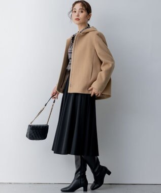 組曲 2WAYショートビーバー フーテッドコート ベージュ系