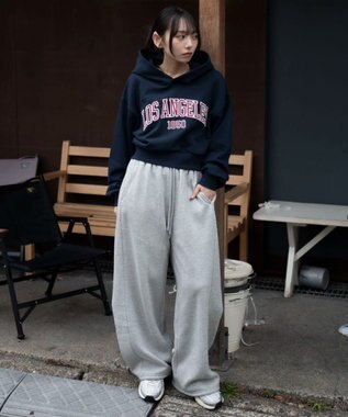 WEGO グラフィックショートプルパーカー ネイビー