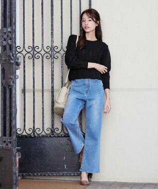 Tiaclasse 【洗える】ウェーブ編みニットプルオーバー ブラック