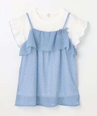 組曲 KIDS 【150-160㎝】ドットキャミ＋TシャツSET サックスブルー×オフホワイト