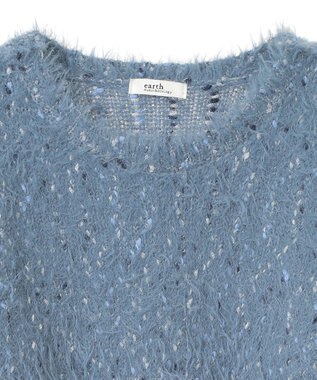 earth music&ecology ジャンボノットシャギーニットプルオーバー Light Blue