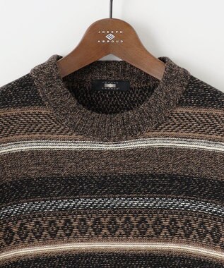 JOSEPH ABBOUD 【インポート素材/軽量】ベビーアルパカ ジャカード セーター ダークブラウン系7