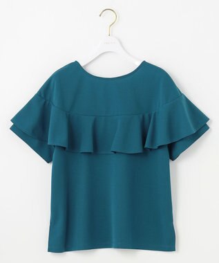 ANY SIS L 【前後着用・UVケア・洗える】2WAYジョーゼットジャージーフリル カットソー グリーン