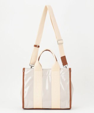 LA BAGAGERIE ソフトエナメル　ロゴテープ2WAYトートバッグ　Mサイズ アイボリー