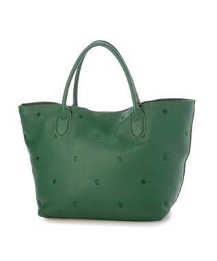 UNBILLION ペルケ perche / 牛革ドット刺繍トートバッグ グリーン