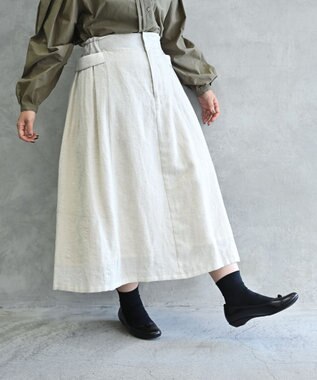 muuc 〈軽やかな尾州産リネンウール〉スカート  　ロングシーズン 秋冬春 後ろウエストゴム有り セットアップ可能 裏地有り ベージュ