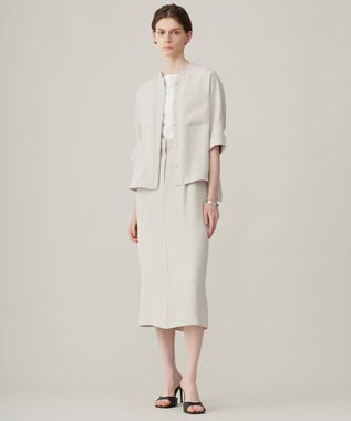 ICB L 【洗える】ライトダブルクロス クロップドシャツ トープ系