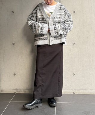 OP／FILA 【OP】ジャガードニットカーディガン ブラック