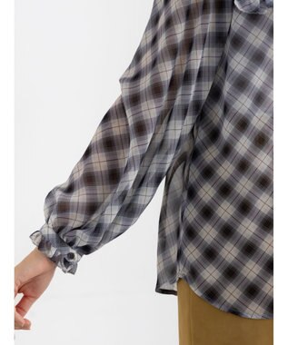 Te chichi パターンアソートシフォンフリルブラウス ブラック