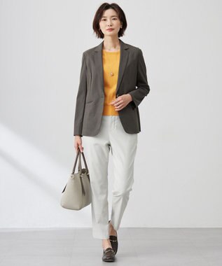 J.PRESS LADIES L 【セットアップ対応】セルロースリネンストレッチ テーラード ジャケット スレート系